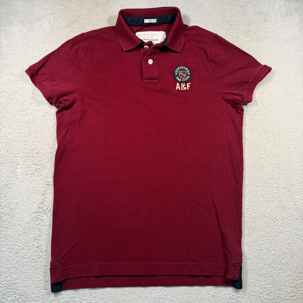 Vintage Y2K Abercrombie Fitch Polo XXL Burgundy A&F Patch Muscle FIT LIKE LARGE